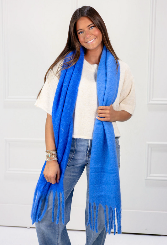 Mohair Blanket Scarf Cobalt