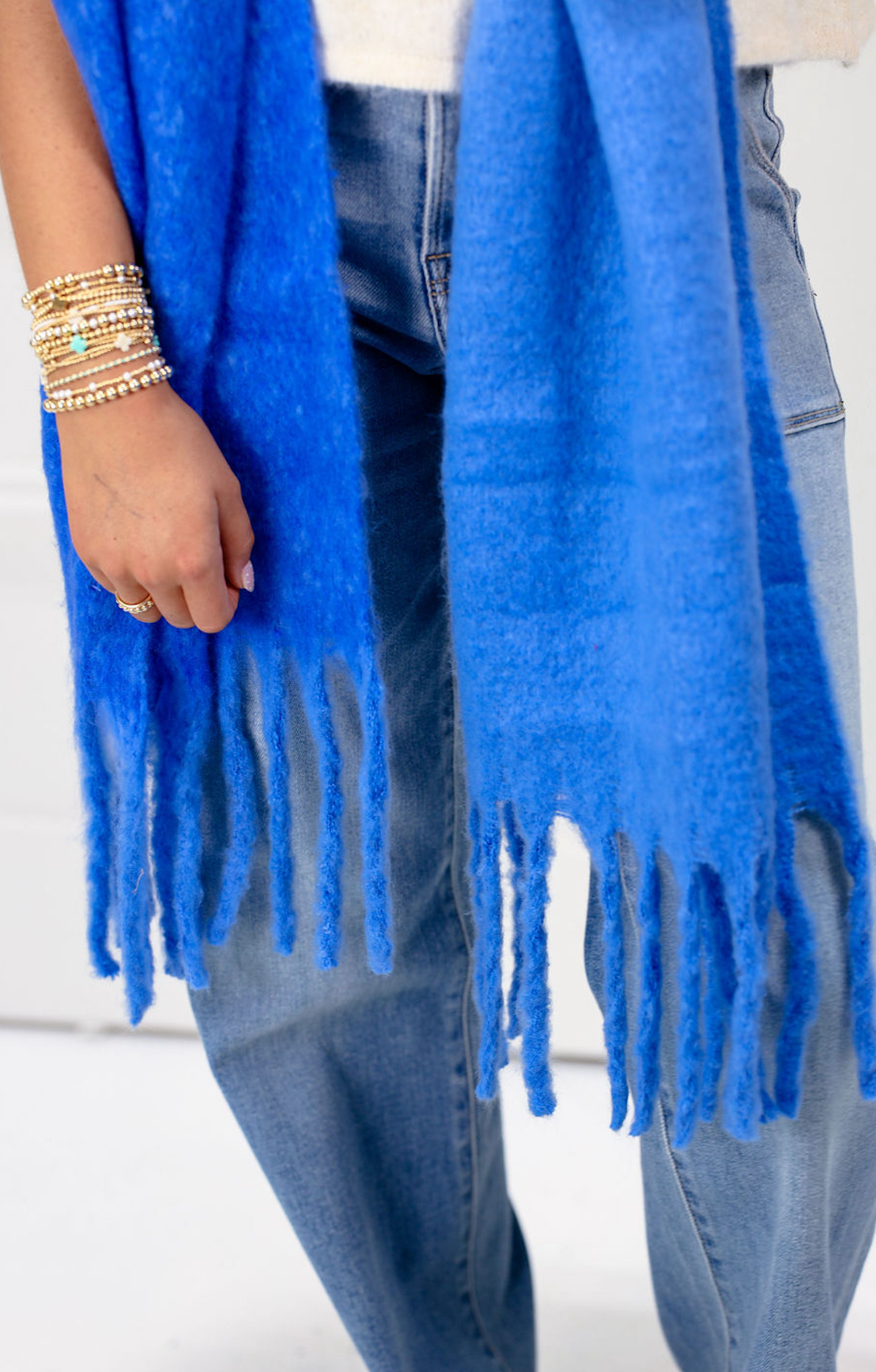 Mohair Blanket Scarf Cobalt