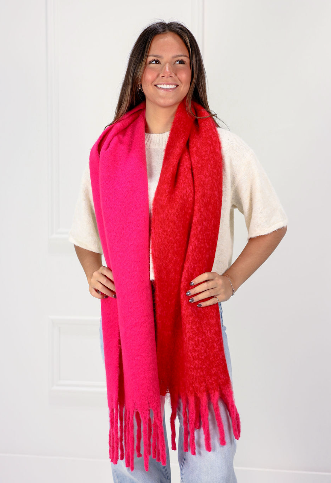 Mohair Blanket Scarf Pink