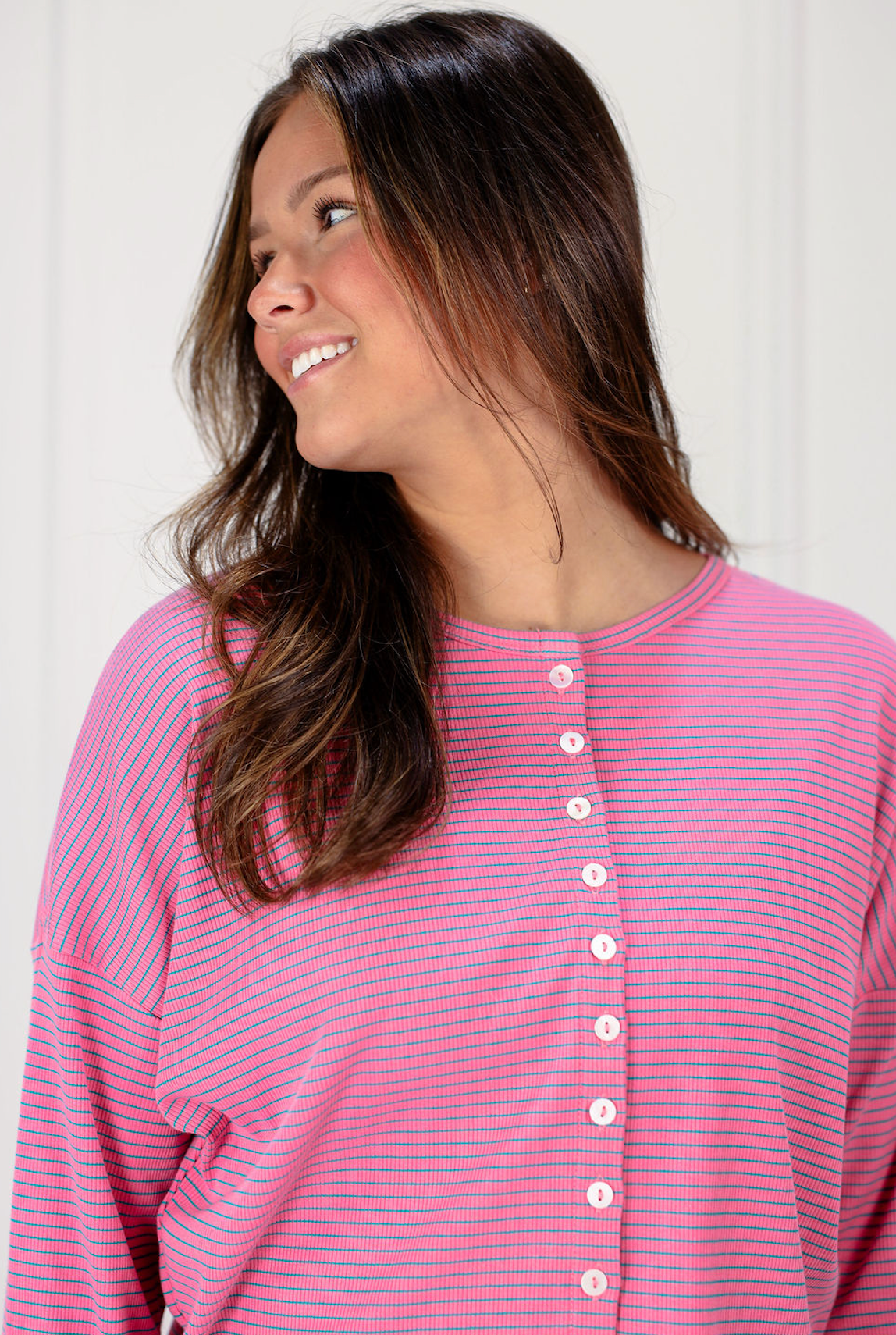 Pink Button Down Ribbed Cardigan - Clothe Boutique