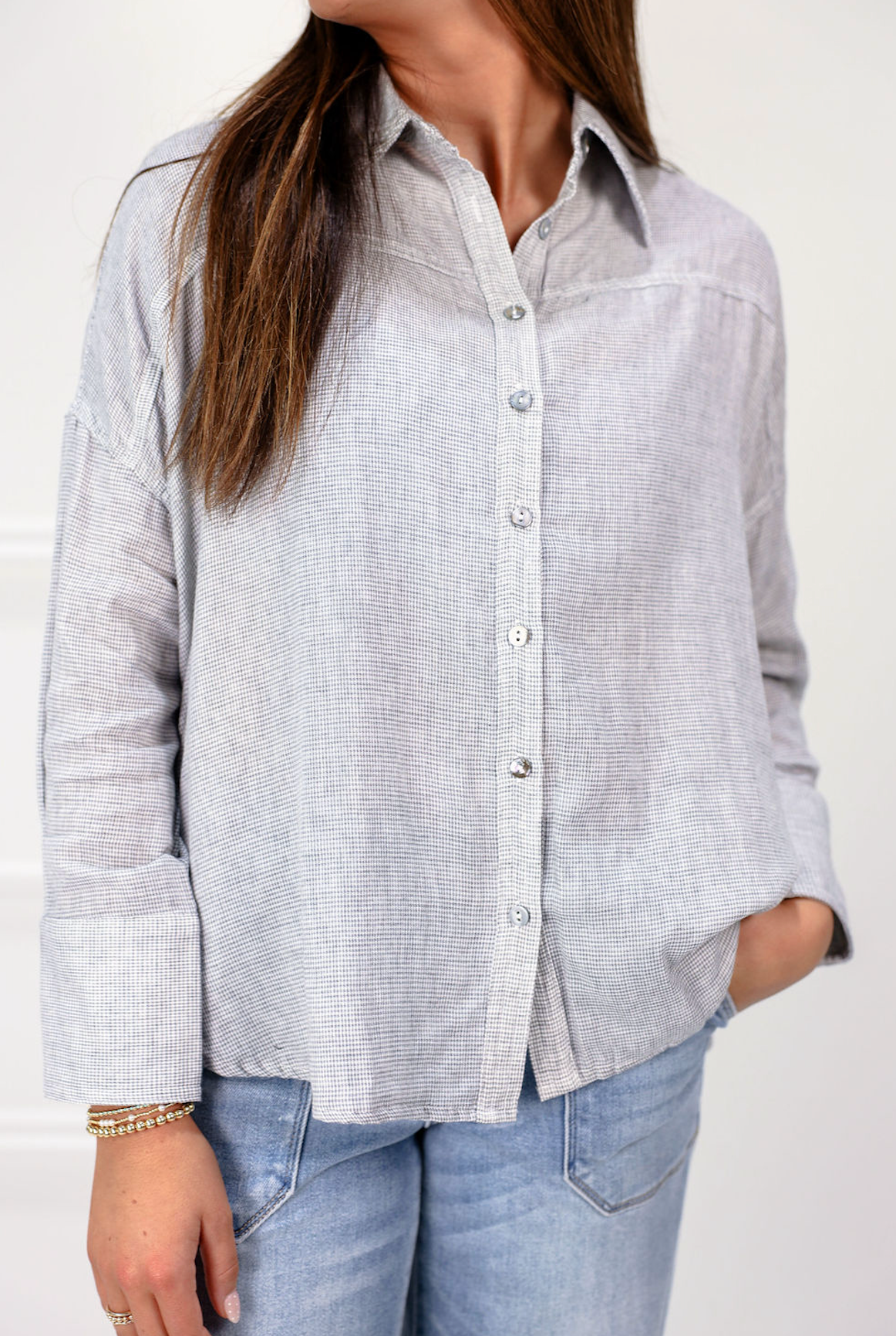 Side Ribbon Grid Shirt