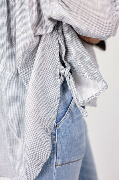 Side Ribbon Grid Shirt - Clothe Boutique
