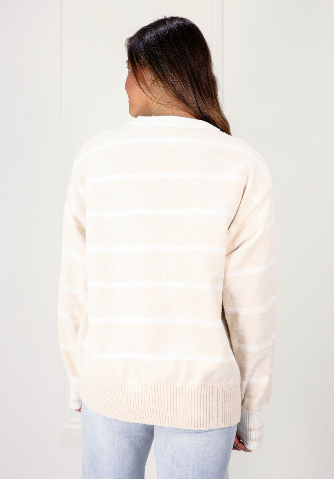 Stripe Crewneck Sweater Cream