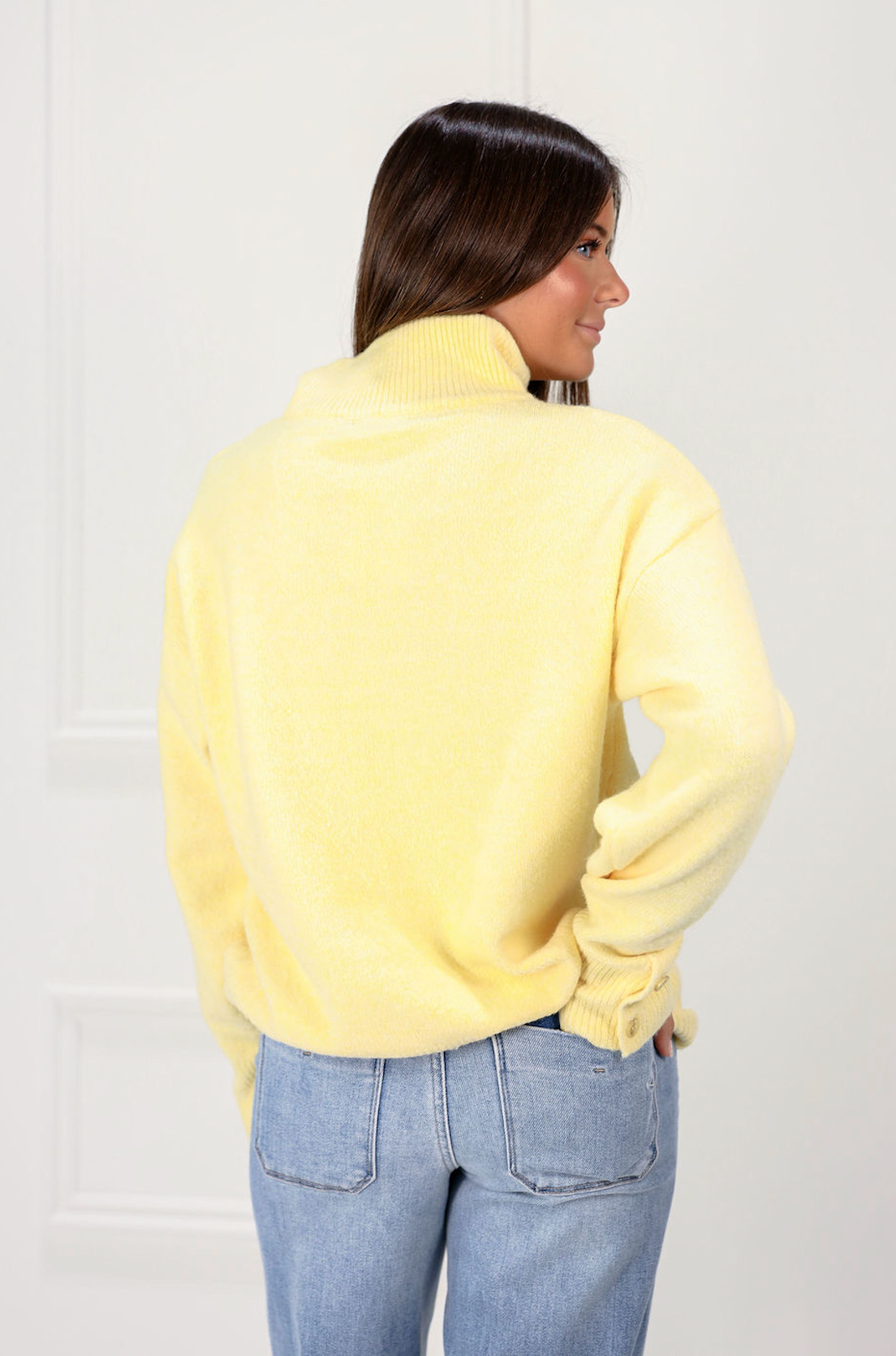 Solid Button Collared Sweater Butter