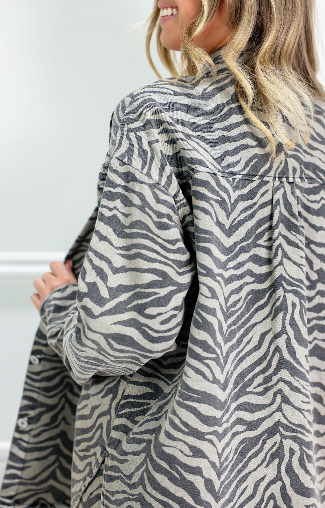 Zebra Denim Oversized Shirt & Skirt Set of 2