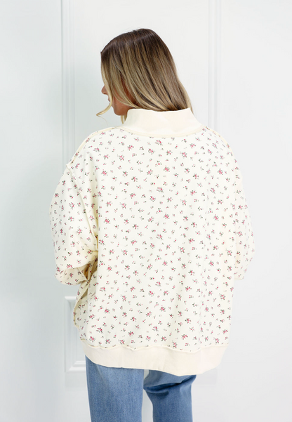 Floral Print Mock Neck Sweatshirt - Clothe Boutique