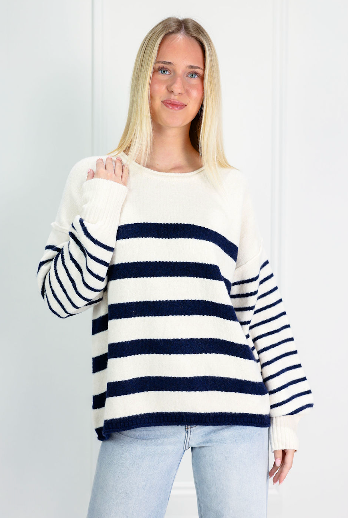 Block Stripe Sweater Navy/White - Clothe Boutique