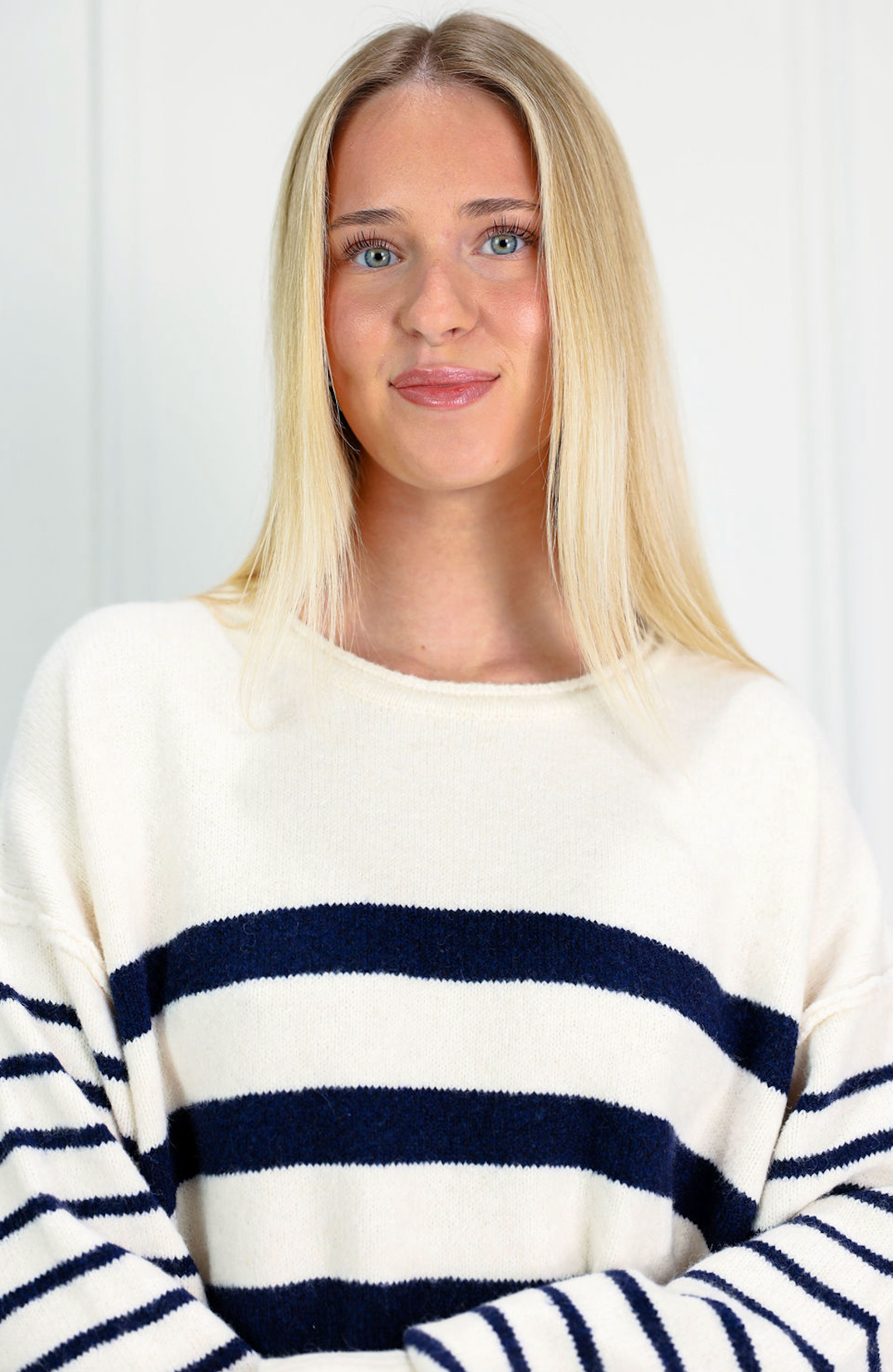 Block Stripe Sweater Navy/White - Clothe Boutique