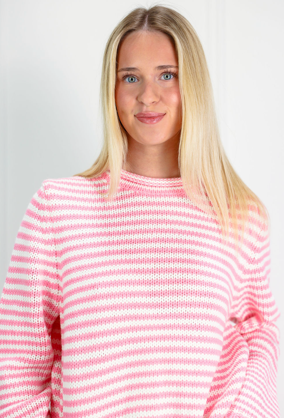 Everyday Cozy Stripe Knit Sweater Pink