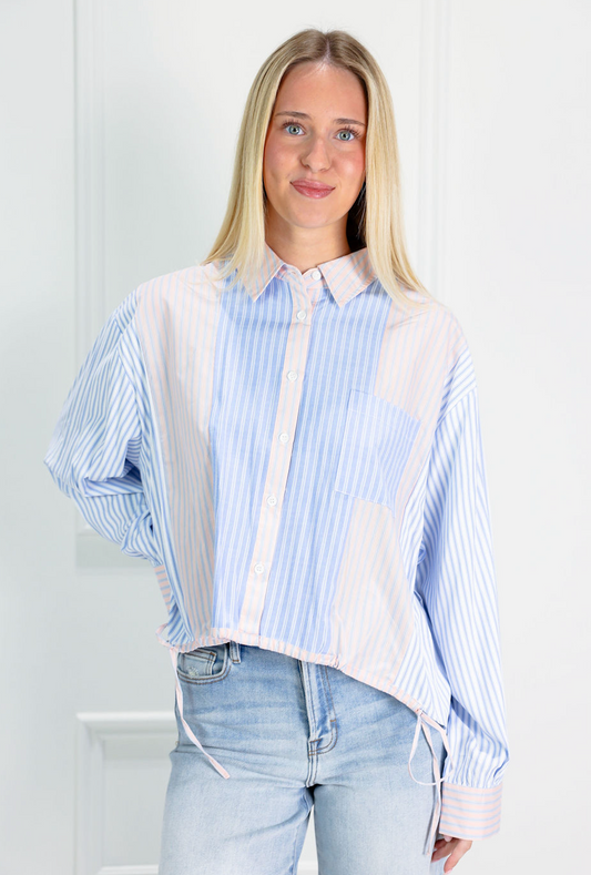 Playful Stripe Sinched Shirt