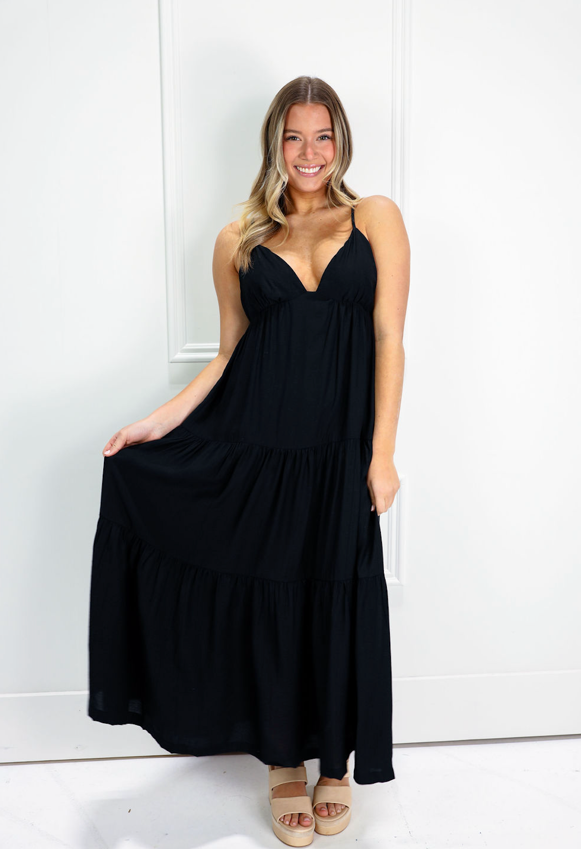 Jacelyn Black Midi Dress