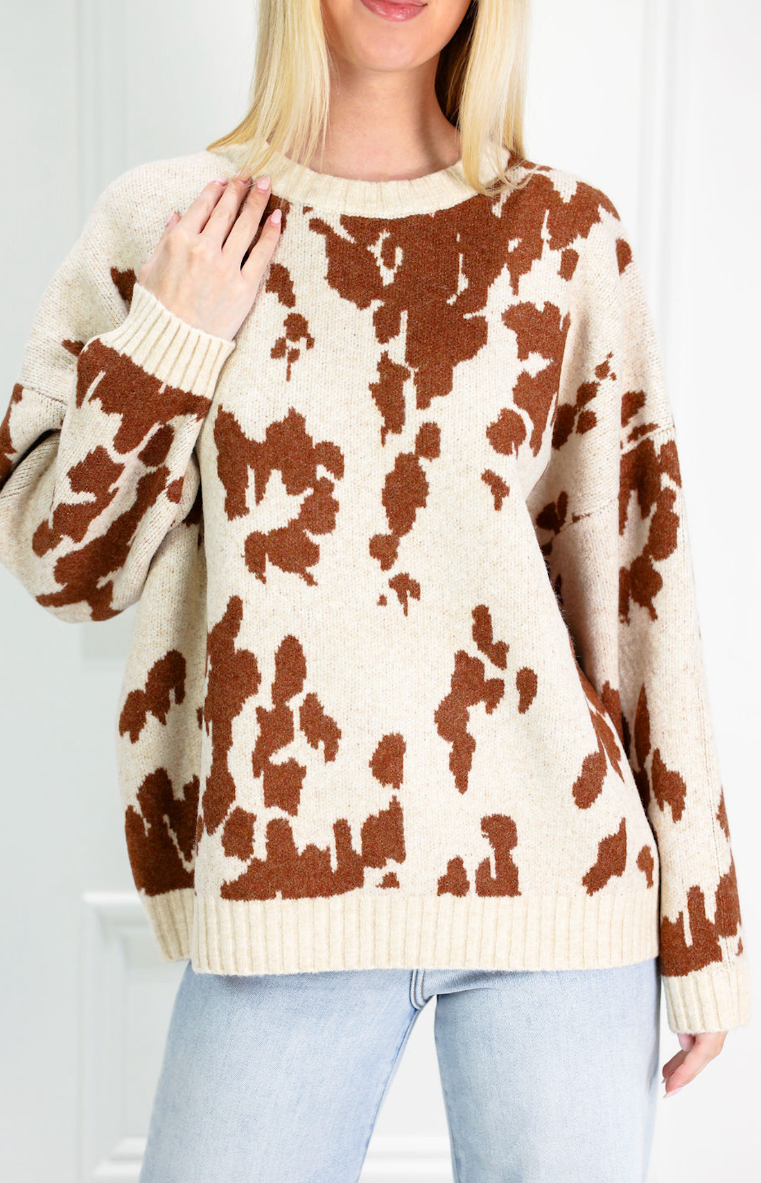 Chic Cow Print Sweater