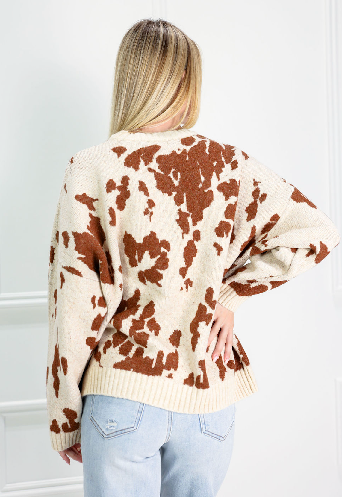 Chic Cow Print Sweater