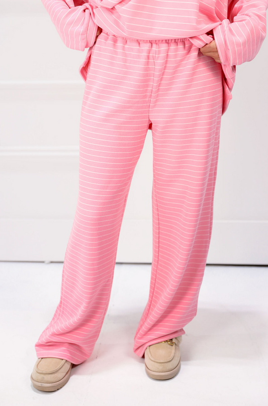 Stripe Fleece Pants Pink