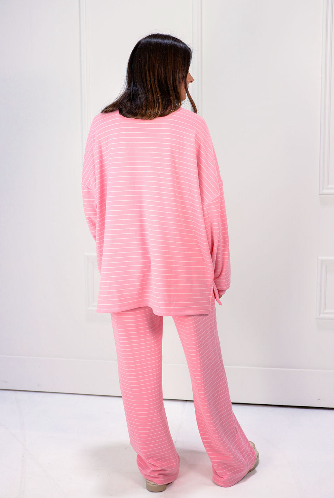 Stripe Fleece Pants Pink