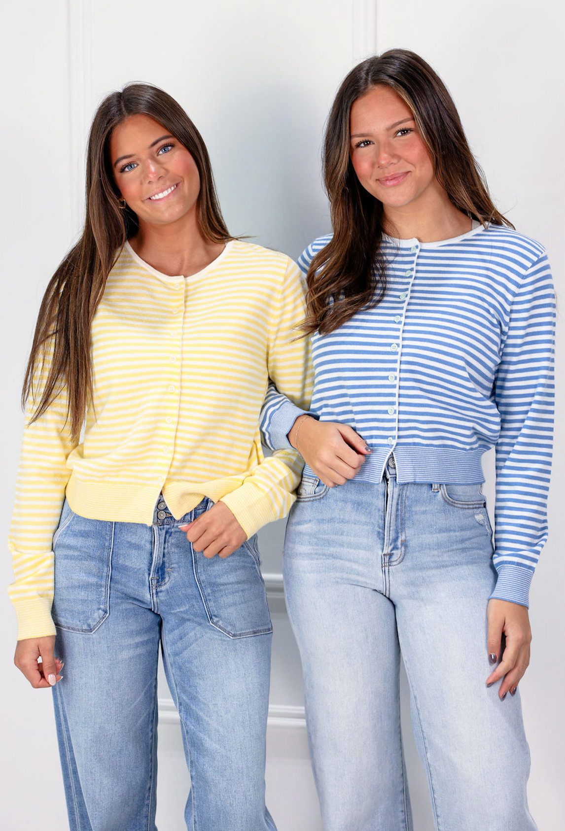 Yellow Striped Button Down Cardi - Clothe Boutique