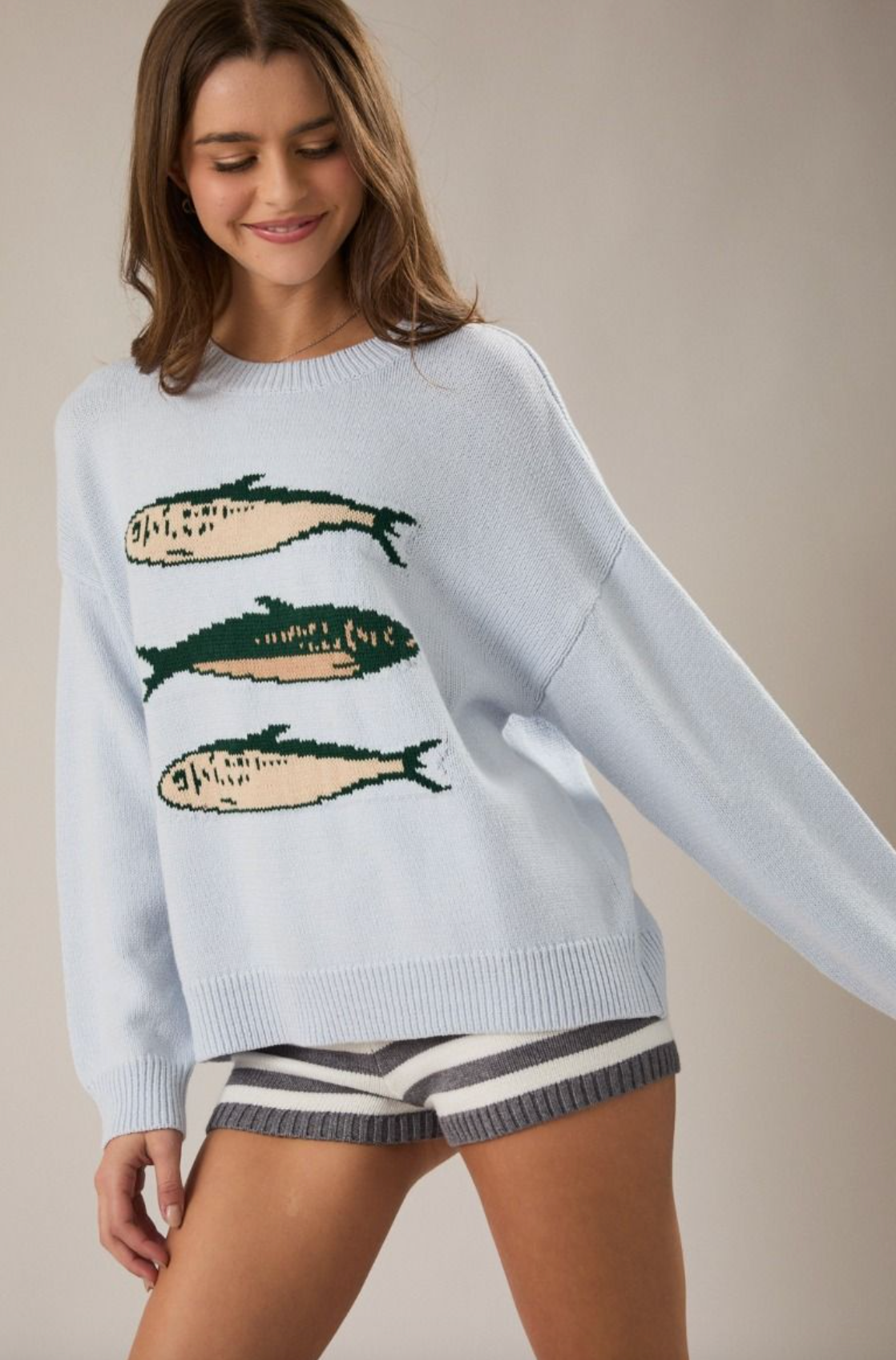 Three Sardines Sweater Blue - Clothe Boutique