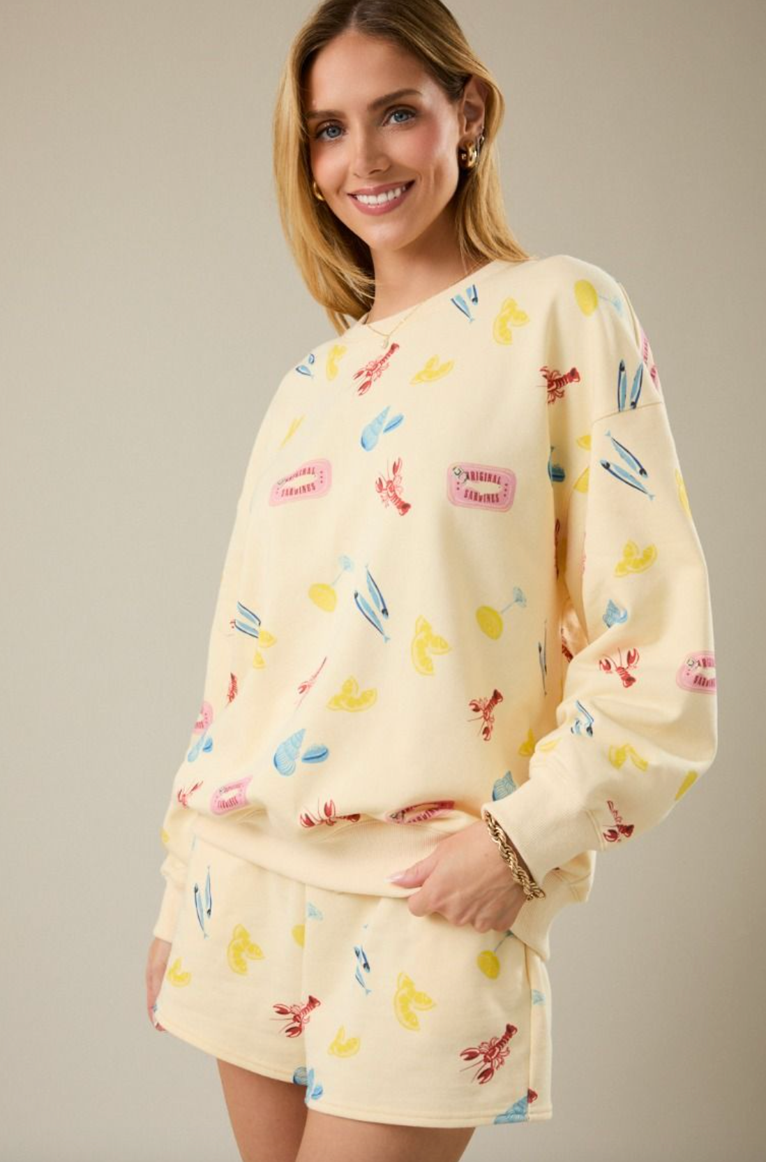 Lobster Print Sweatshirt & Shorts Set of 2 - Clothe Boutique