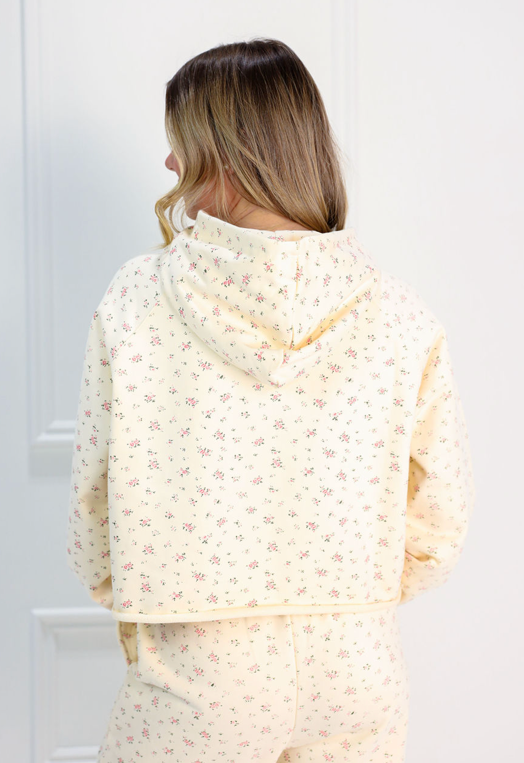 Floral Print Lounge Crop Hoodie
