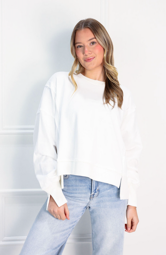 Addie Solid Crewneck White