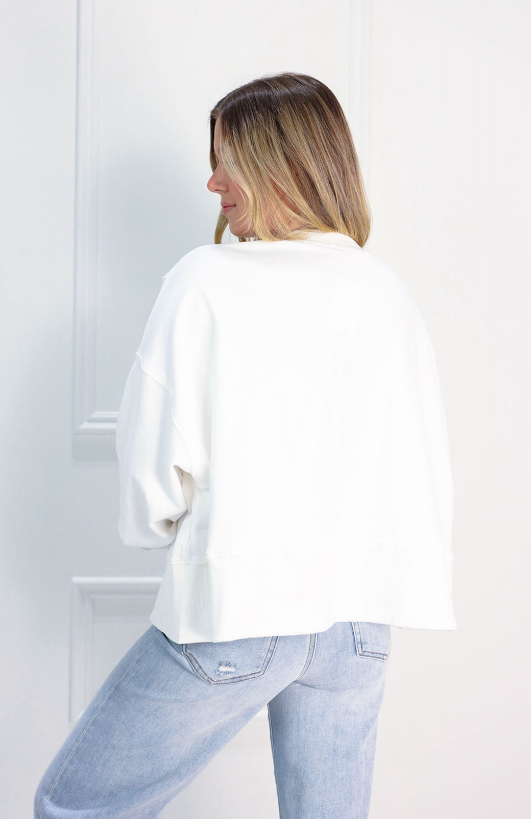 Addie Solid Crewneck White