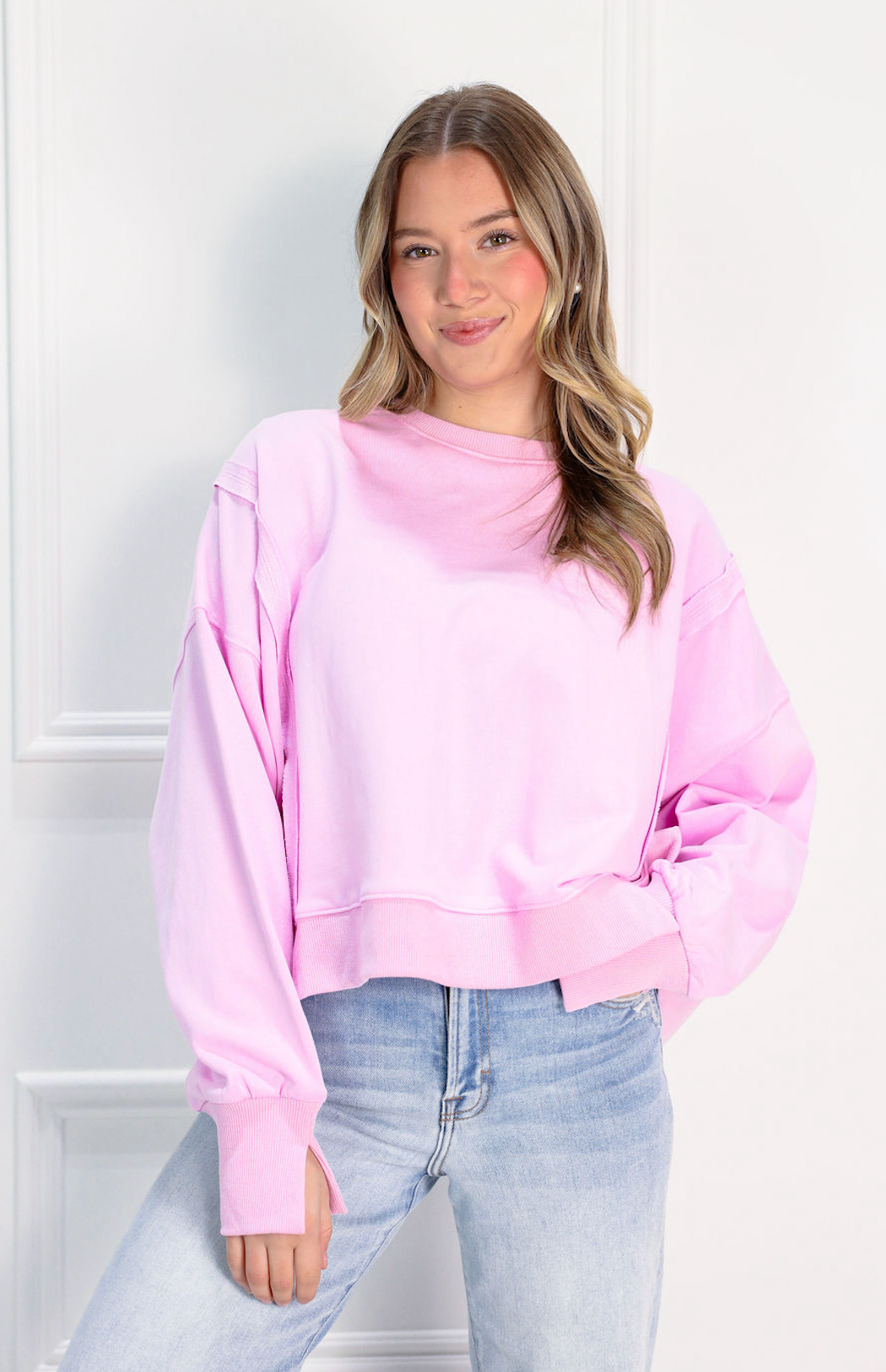Addie Solid Crewneck Pink