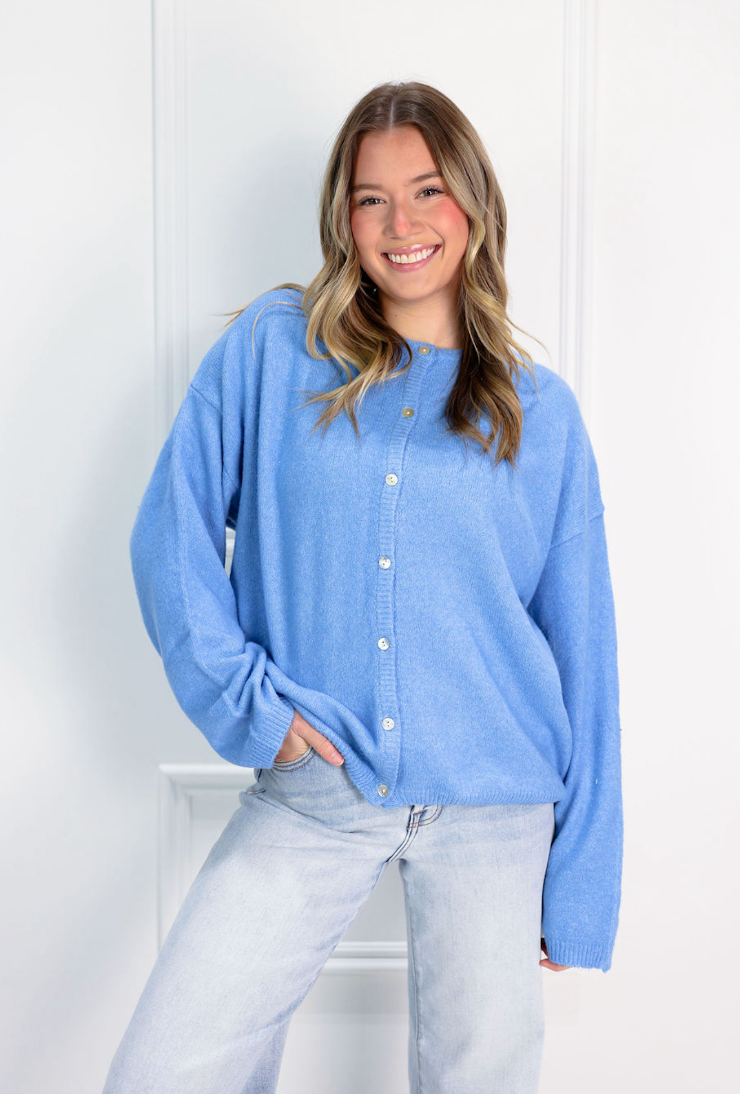 Button Down Cardigan Aqua