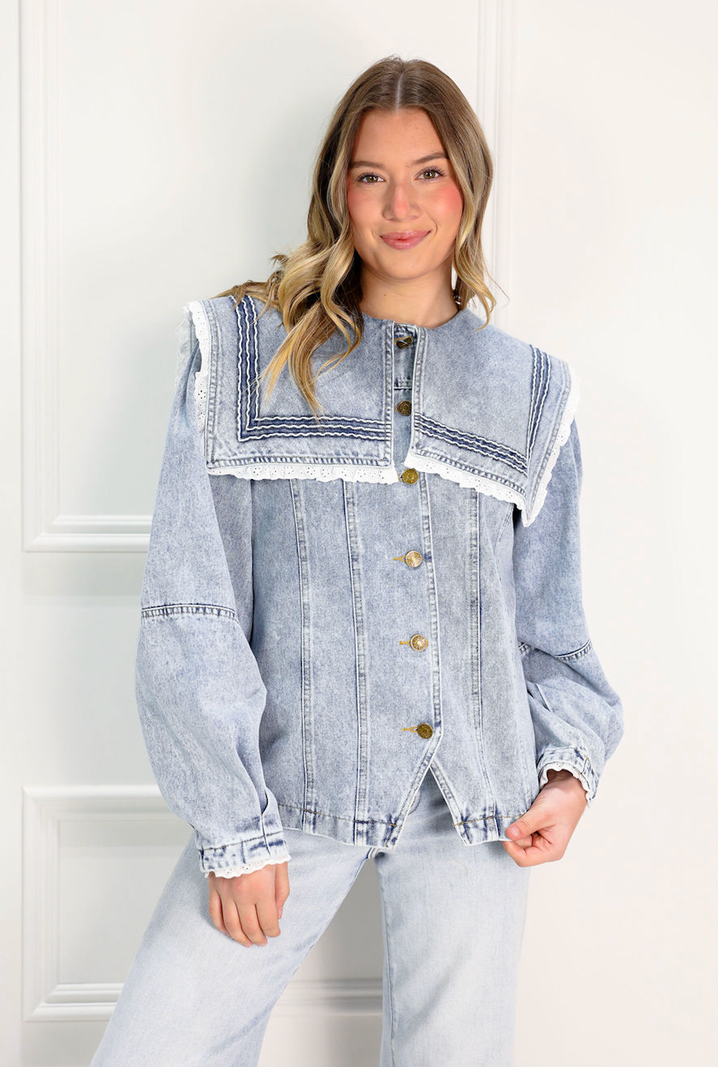 Scout Eyelet Collared Denim Jacket