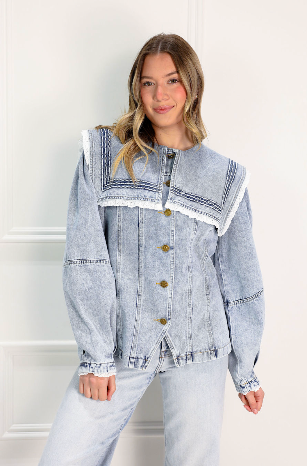 Scout Eyelet Collared Denim Jacket