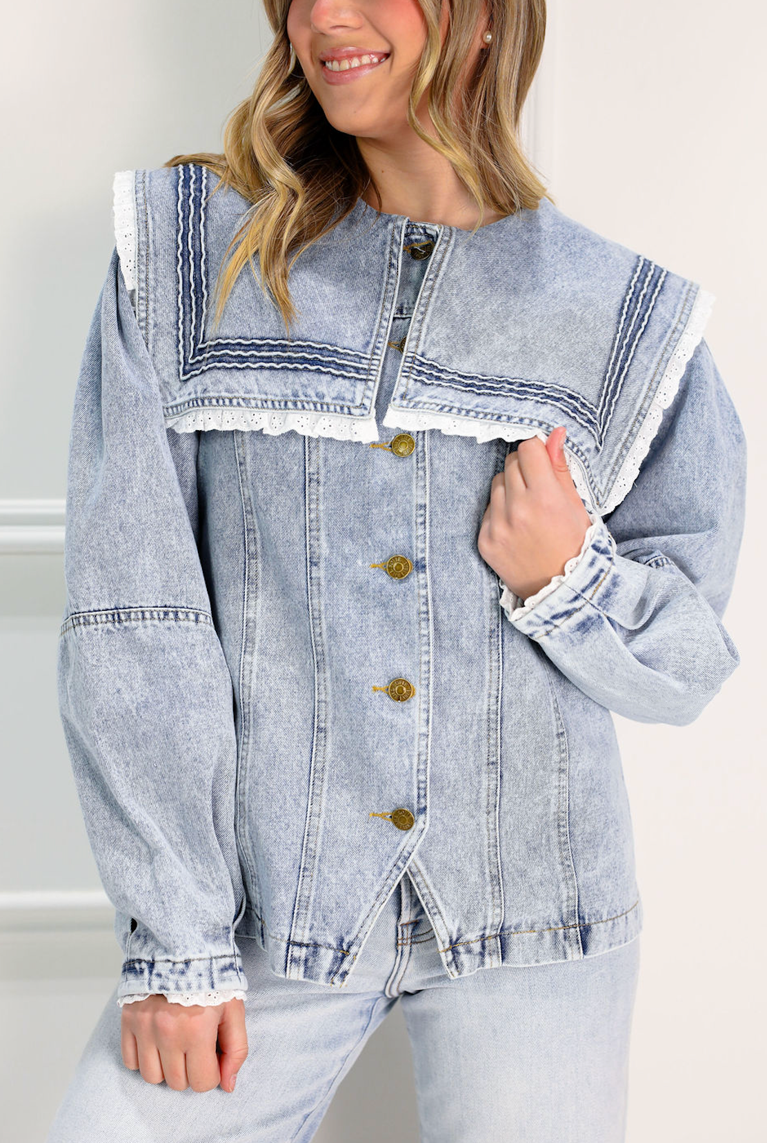 Scout Eyelet Collared Denim Jacket