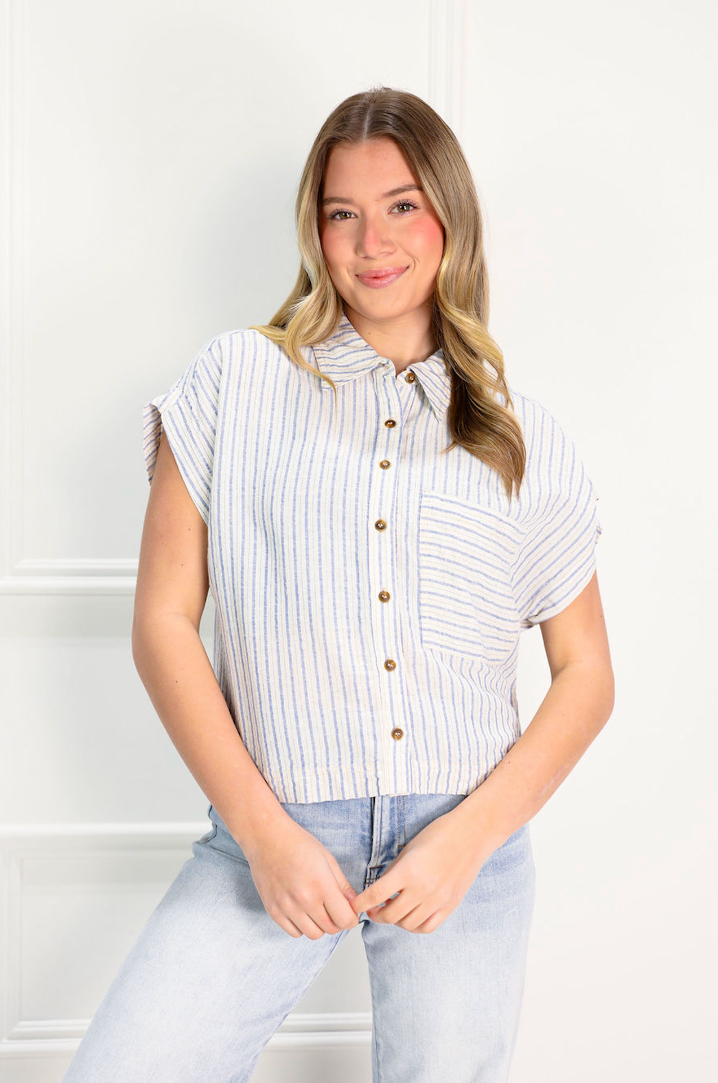 Short Sleeve Stripe Shirt - Clothe Boutique