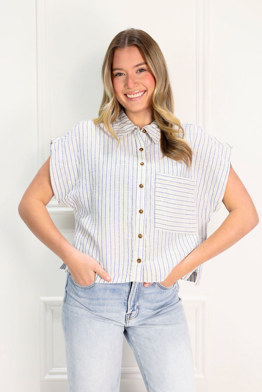 Short Sleeve Stripe Shirt - Clothe Boutique