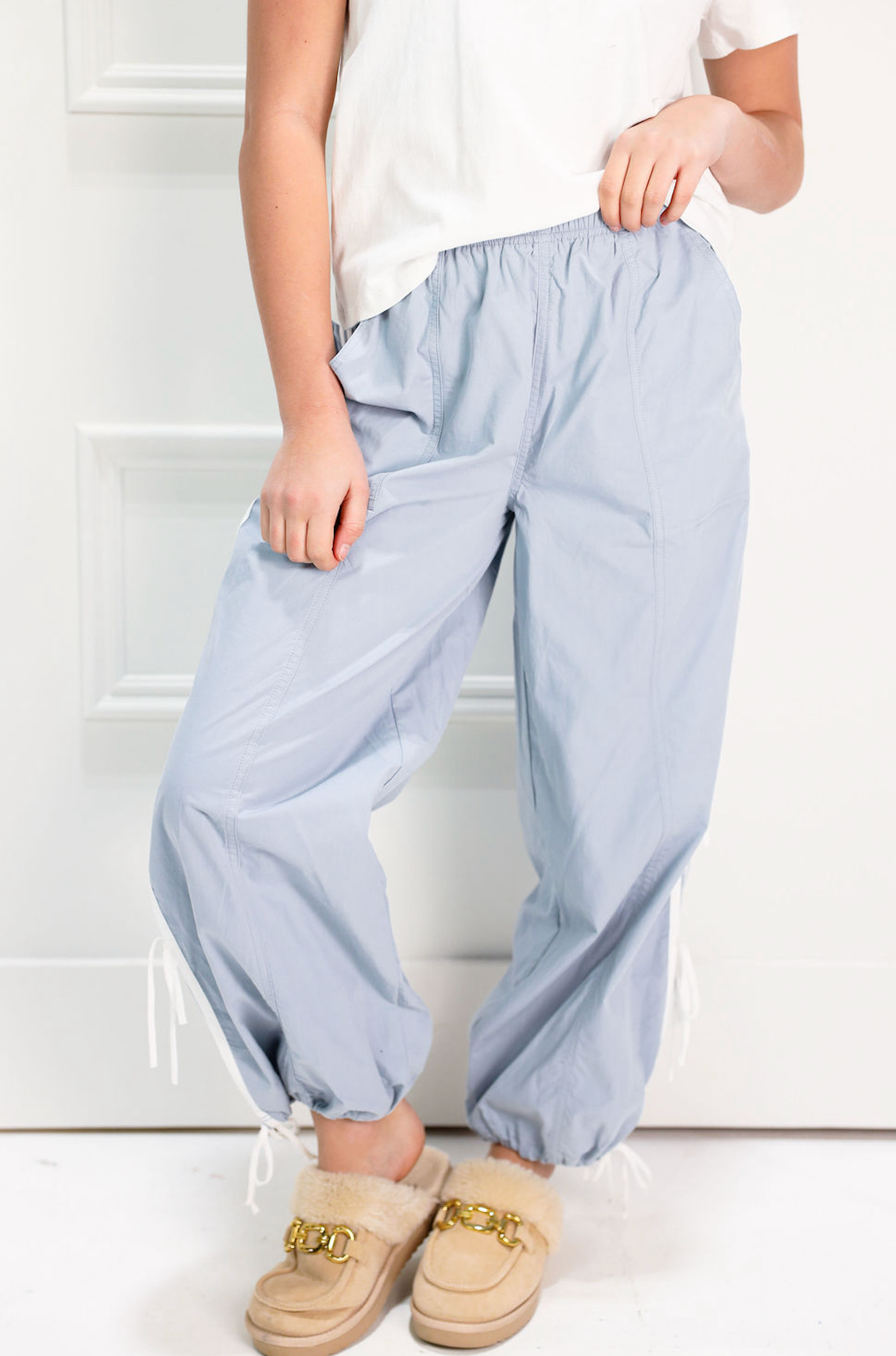 Dusty Blue Athletic Stripe Pants - Clothe Boutique