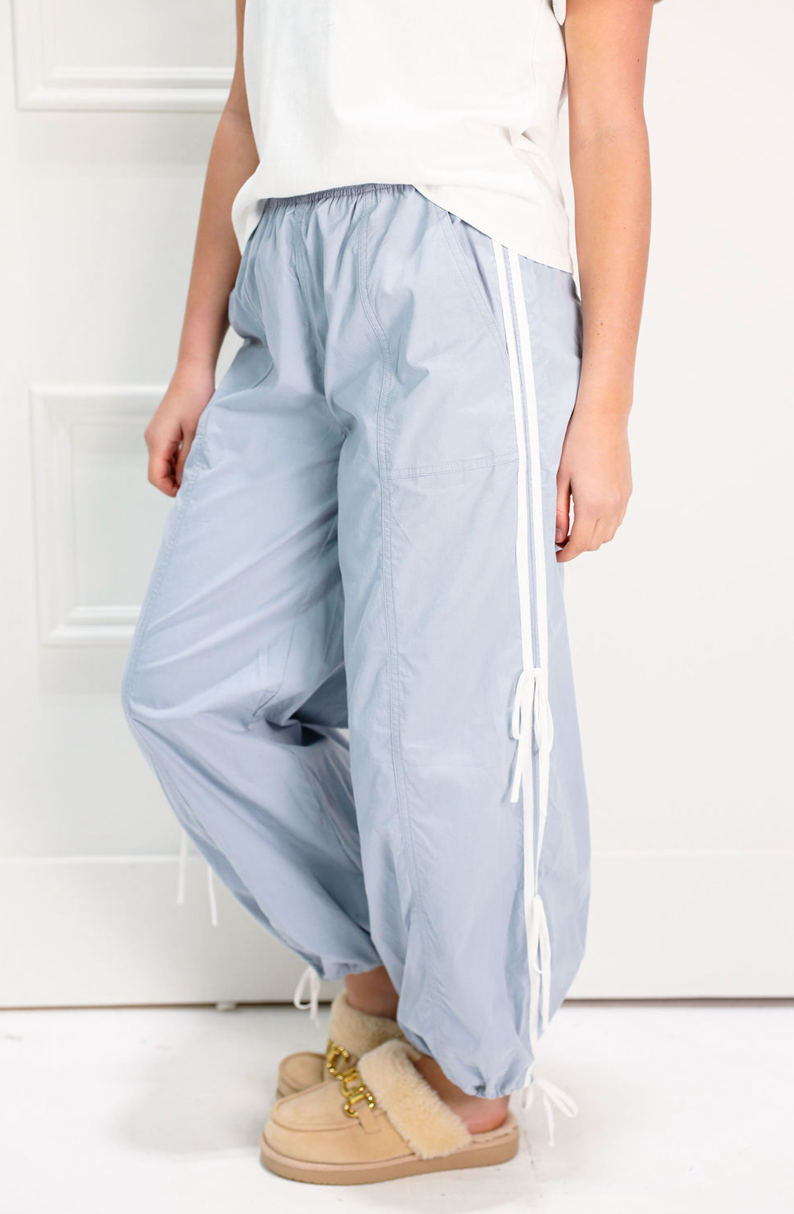 Dusty Blue Athletic Stripe Pants - Clothe Boutique