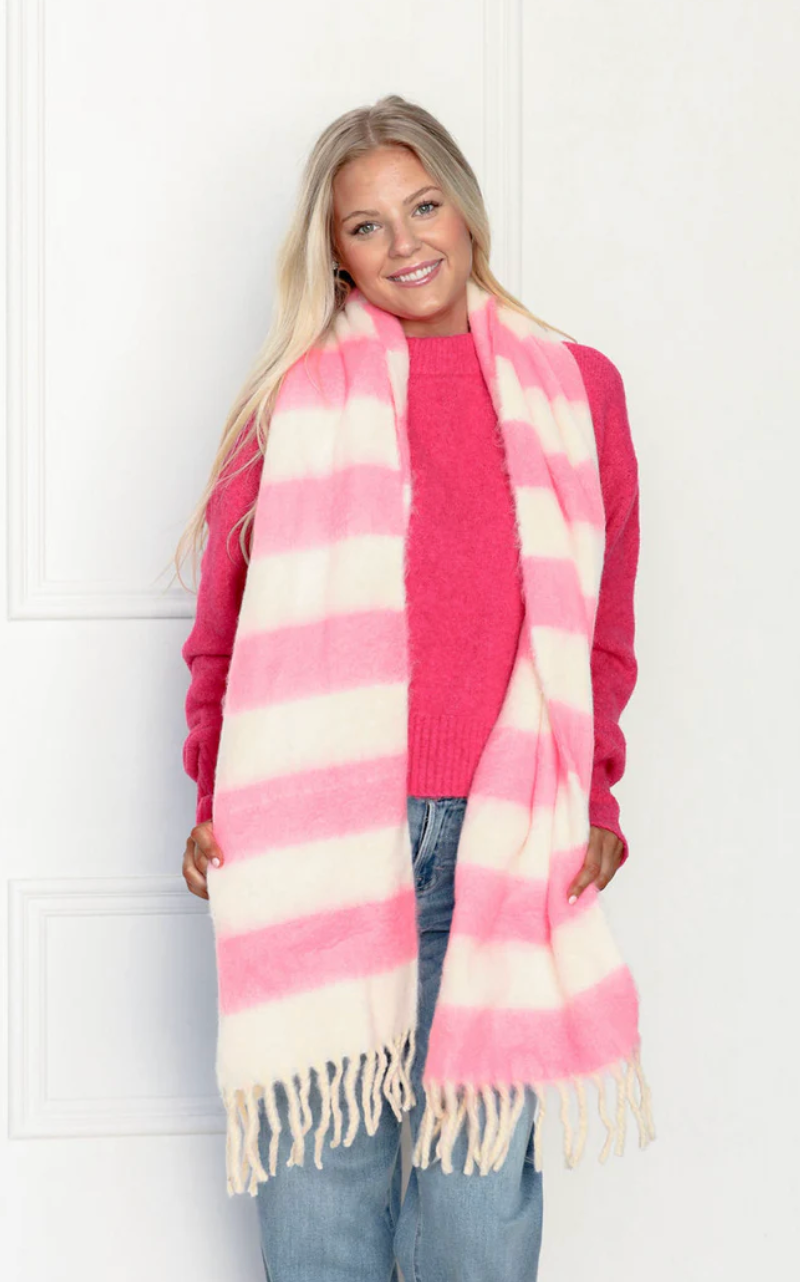 Pink Stripe Blanket Scarf