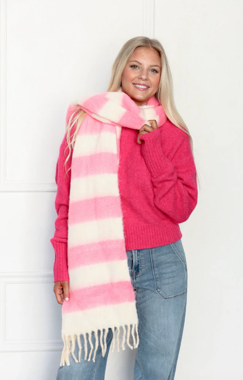 Pink Stripe Blanket Scarf
