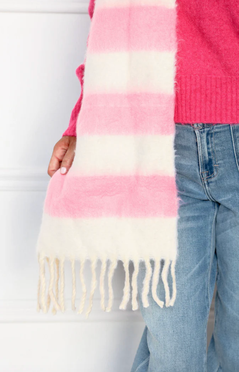 Pink Stripe Blanket Scarf