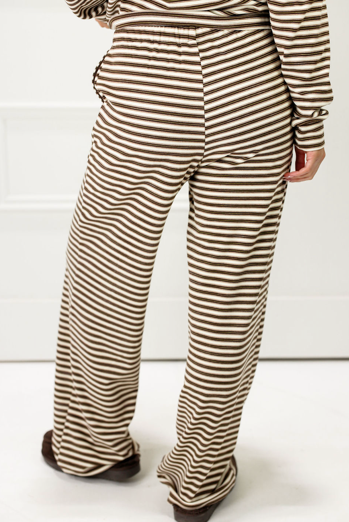 Cozy Stripe Lounge Set Of 2 Chocolate - Clothe Boutique