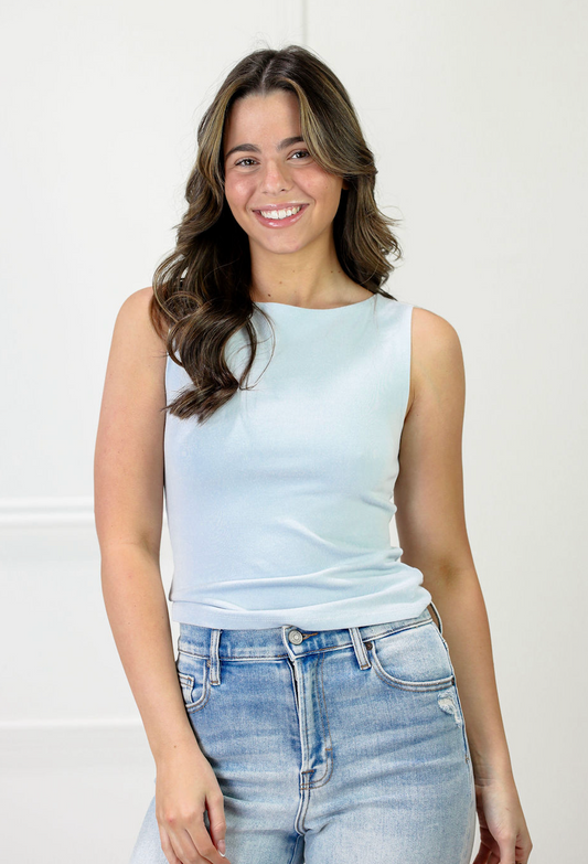 Sidney Knit Tank Top Light Blue - Clothe Boutique