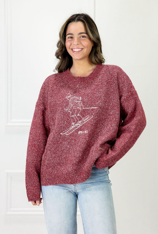 Apres Ski Embroidered Winter Berry Sweater