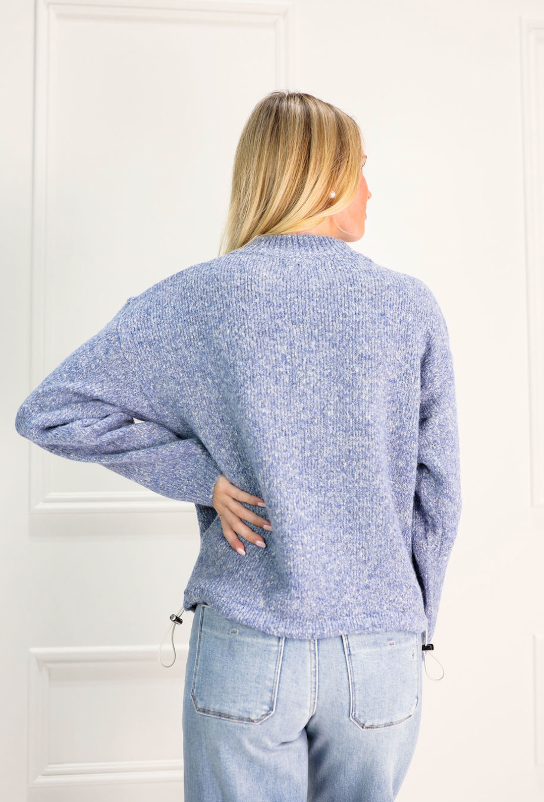 Blue Snap Collar Sweater - Clothe Boutique