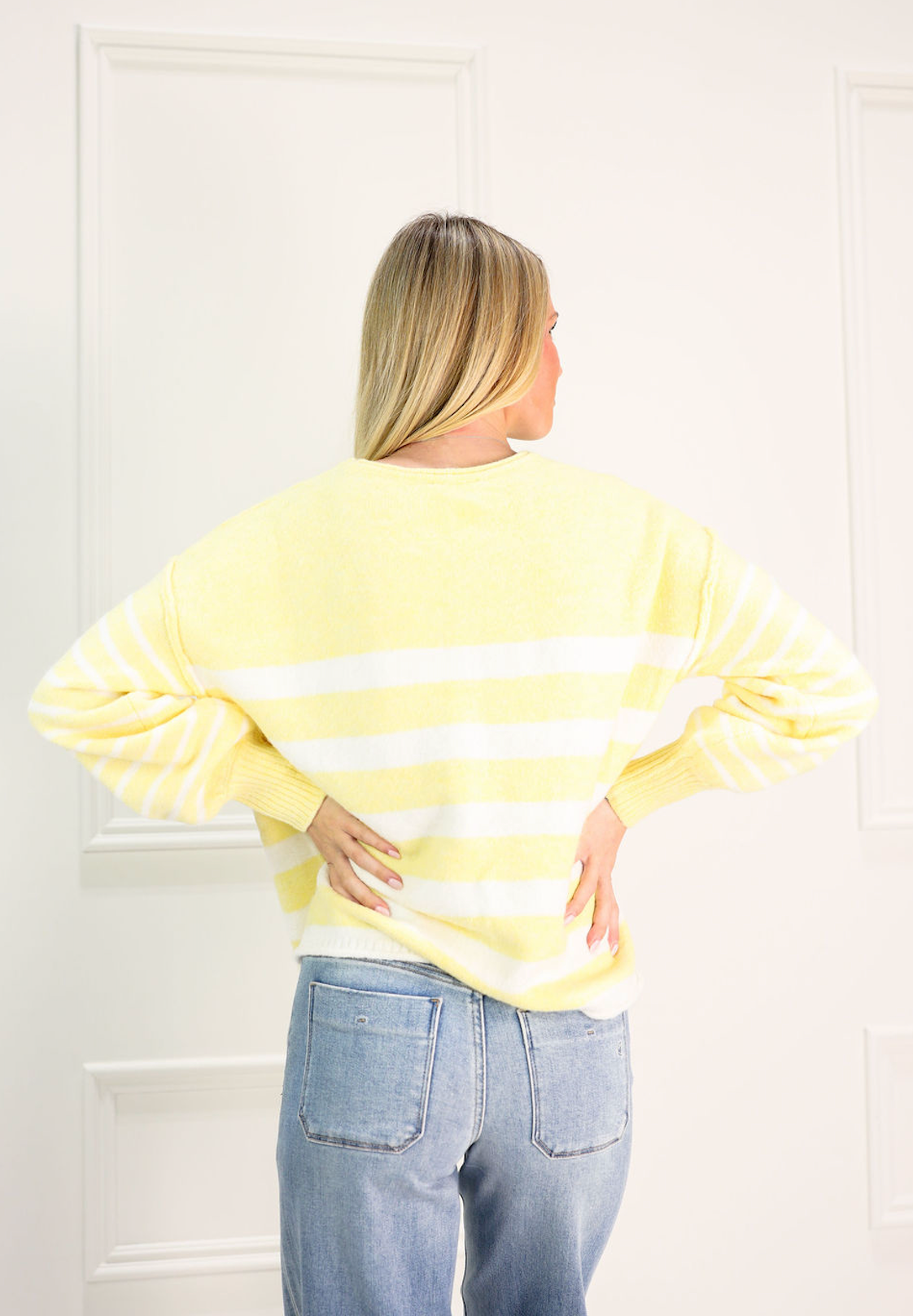 Block Stripe Sweater Butter/White