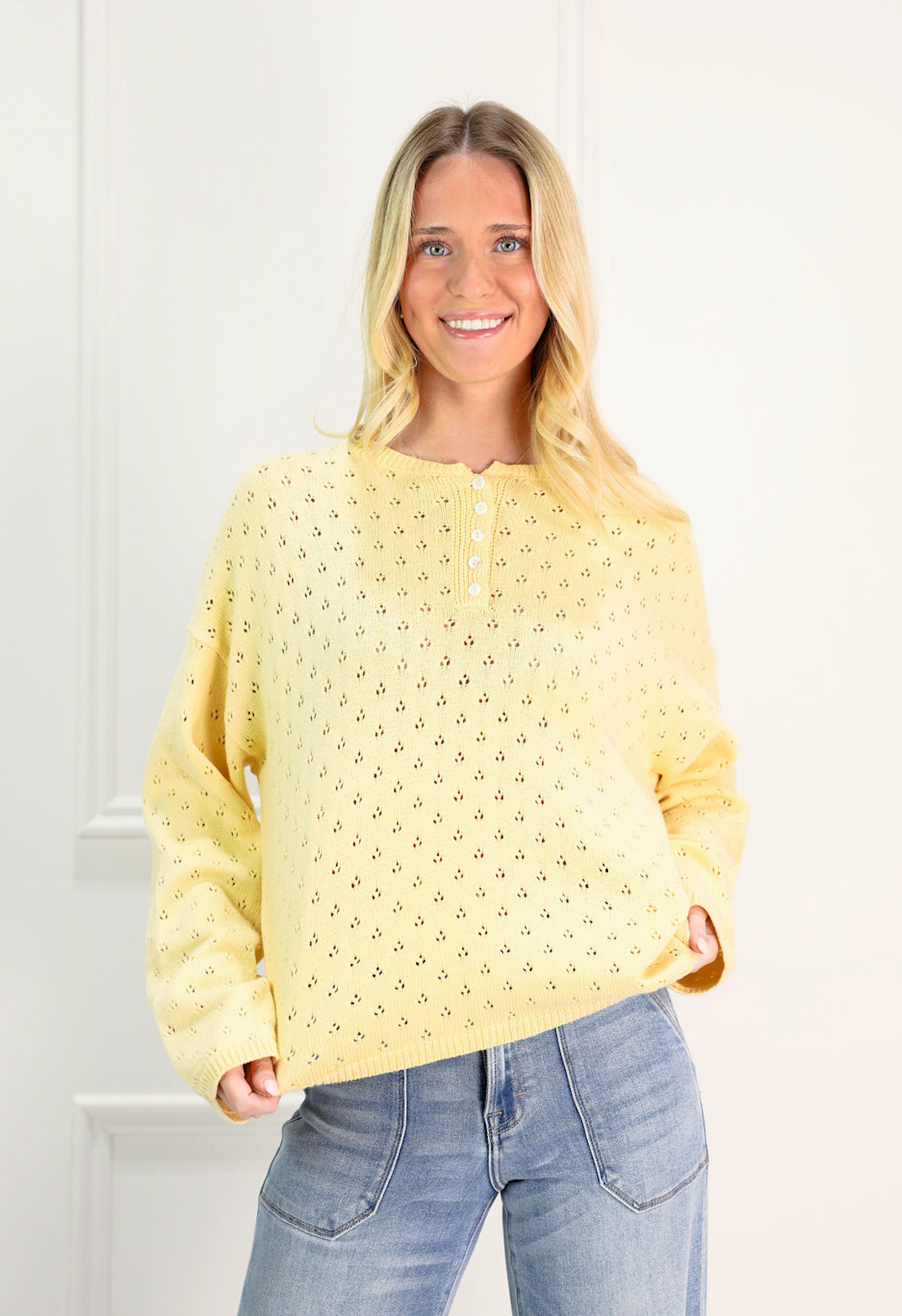 Butter Eyelet Knit Sweater - Clothe Boutique