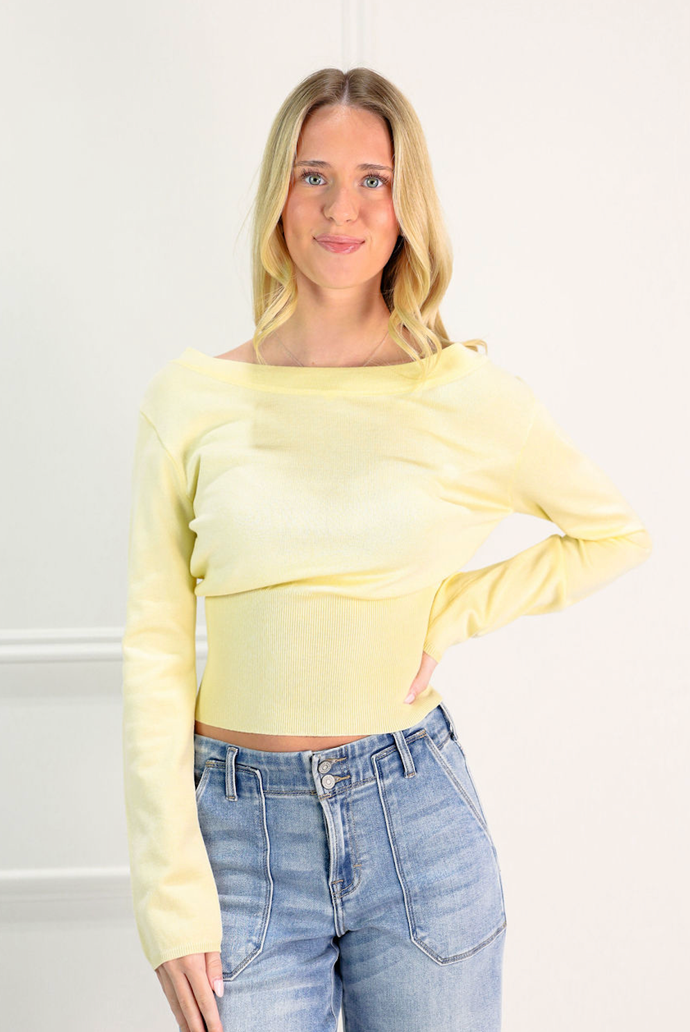 Scoop Neck Fitted Knit Top Butter - Clothe Boutique