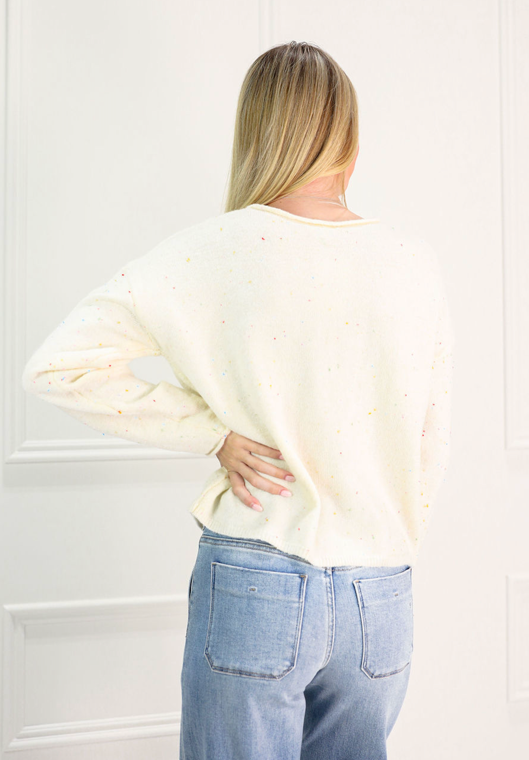 Ivory Speckled Cardigan - Clothe Boutique