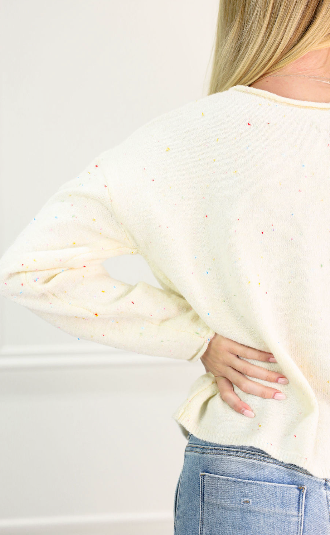 Ivory Speckled Cardigan - Clothe Boutique