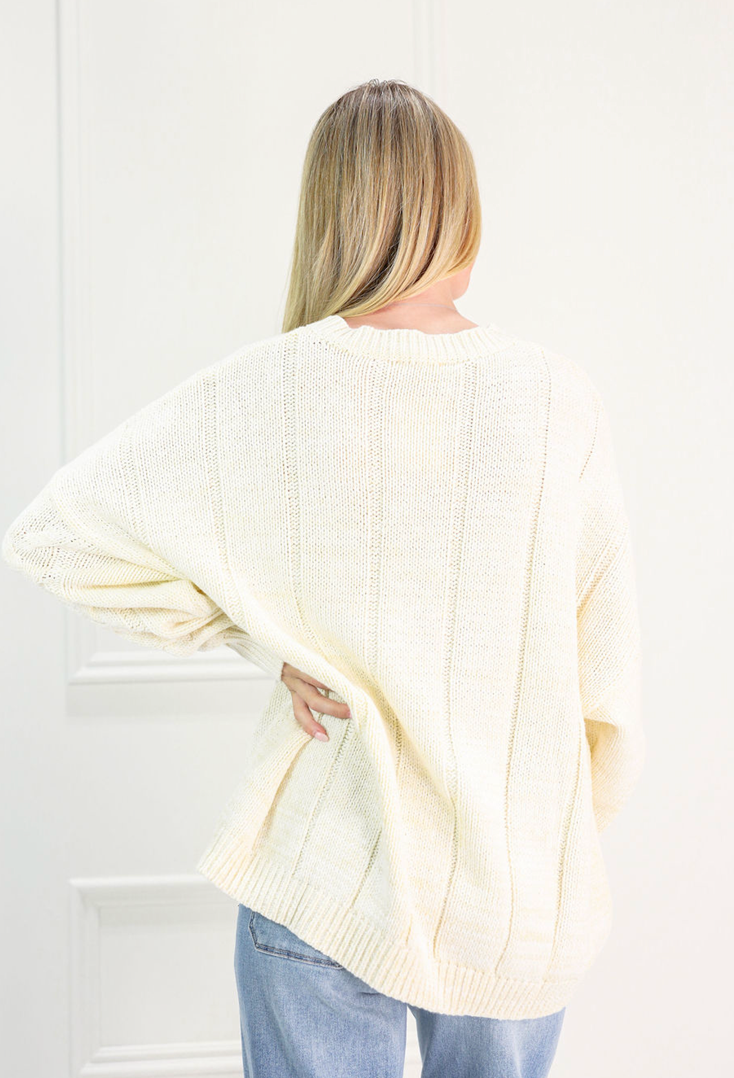 Cable Relaxed Fit Sweater Ivory