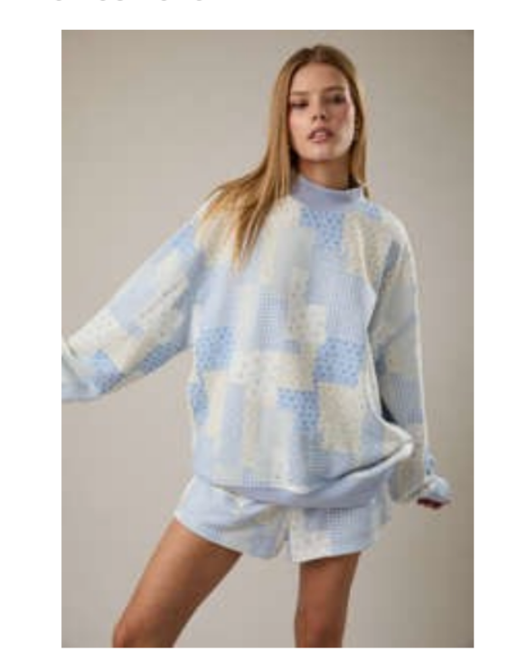 Patchwork Mock Neck & Shorts Set of 2 - Clothe Boutique