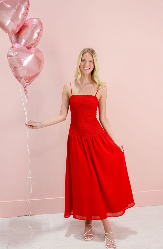 Low Waist Smocking Maxi Dress - Clothe Boutique