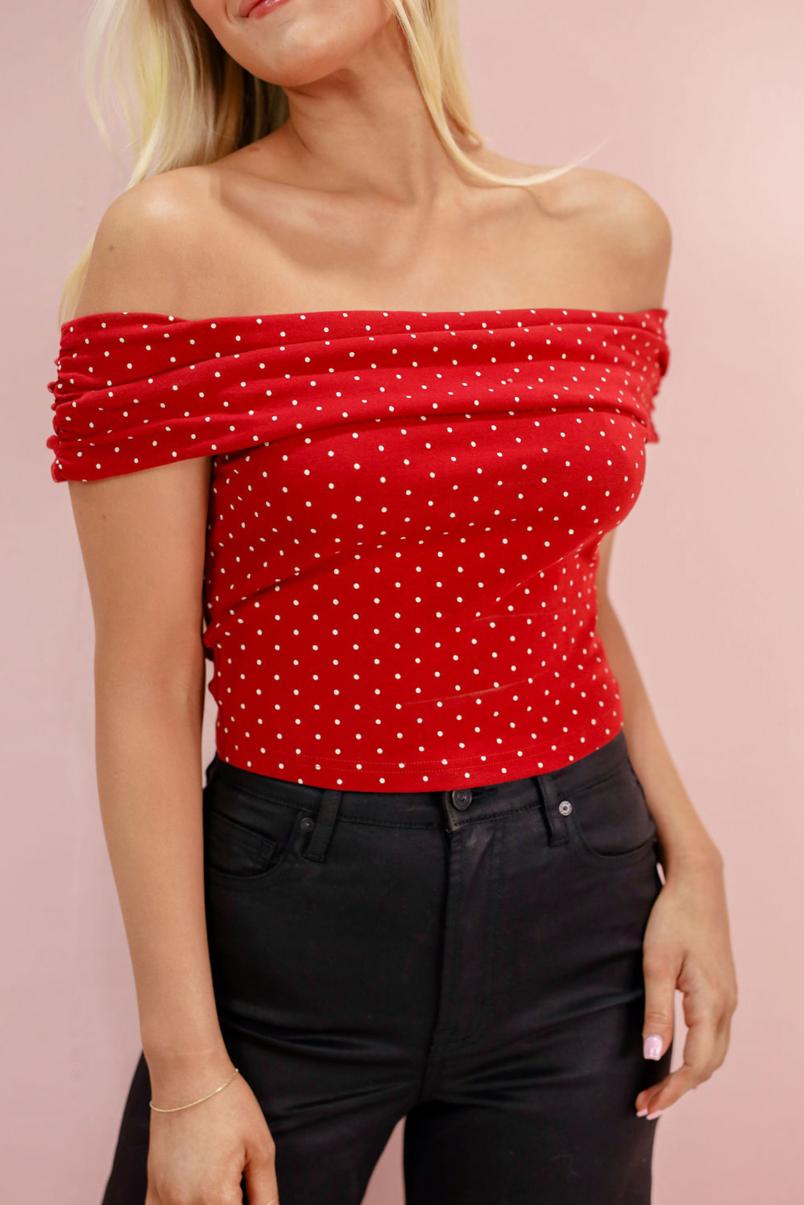 Red Off Shoulder Knit Top - Clothe Boutique